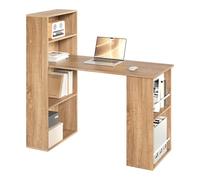 eSituro Scrivania Ufficio Compatta con Libreria Integrata - Design Salvaspazio per Studio/Camera, 120x55x122 cm, Rovere Naturale