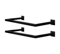 eSituro Set di 2 Appendiabiti a Parete Rettangolo, Appendiabiti da Parete, in Tubo Industriale, Salvaspazio, per Corridoio Cucina Soggiorno Bagno, Portata 50 kg, 64x6,5x30 cm, Nero