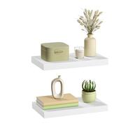 eSituro Set di 2 Mensole da Muro Bianche in MDF, Mensole da Cucina Salvaspazio, con Staffa Metallica Invisibile, Decorazioni da Parete per Soggiorno, Camera da Letto, Bagno, 30x22,9x3,8cm