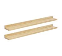 eSituro Set di 2 Scaffali Galleggianti in Legno, Mensole Sospese a Parete con Deflettore per Camera da Letto/Soggiorno/Cucina/Bagno/Corridoio, Portata di 10kg, Colore Legno Naturale, L80xP10xH4cm