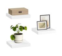 eSituro Set di 3 Mensole da Muro Bianche in MDF, Mensole da Cucina Salvaspazio, con Staffa Metallica Invisibile, Decorazioni da Parete per Soggiorno, Camera da Letto, Bagno, 25x22, 9x3, 8cm, Bianco