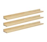eSituro Set di 3 Scaffali Galleggianti in Legno, Mensole Sospese a Parete con Deflettore per Camera da Letto/Soggiorno/Cucina/Bagno/Corridoio, Portata di 10kg, Colore Legno Naturale, L80xP10xH4cm
