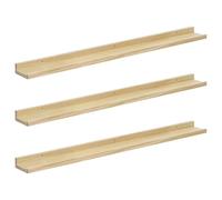 eSituro Set di 3 Scaffali Galleggianti in Legno, Mensole Sospese a Parete con Deflettore per Camera da Letto/Soggiorno/Cucina/Bagno/Corridoio, Portata di 10kg, Colore Legno Naturale, L100xP10xH4cm