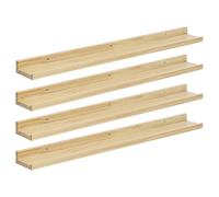 eSituro Set di 4 Scaffali Galleggianti in Legno, Mensole Sospese a Parete con Deflettore per Camera da Letto/Soggiorno/Cucina/Bagno/Corridoio, Portata di 10kg, Colore Legno Naturale, L80xP10xH4cm