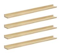 eSituro Set di 4 Scaffali Galleggianti in Legno, Mensole Sospese a Parete con Deflettore per Camera da Letto/Soggiorno/Cucina/Bagno/Corridoio, Portata di 10kg, Colore Legno Naturale, L100xP10xH4cm
