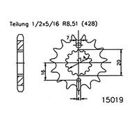 ESJOT catena pinion, 16 denti