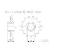 ESJOT catena pinion, 16 denti