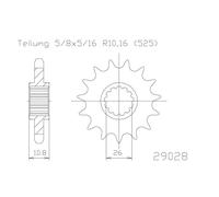 ESJOT catena pinion, 16 denti