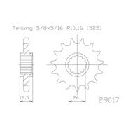 ESJOT catena sprocket, gommato, 16 denti