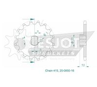 ESJOT Ritzel 16 Denti Anteriore per Zündapp C50 CX25 Hai 25 20-0850-16