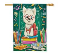 Eskimos - Bandiere per la casa con matite per cani, 71 x 101 cm, double face, per esterni, per rientro a scuola, cuccioli, standard verticale, bandiera per casa, per lezioni divertenti sul cortile