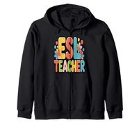 ESL Teacher Groovy Floral Retro Felpa con Cappuccio