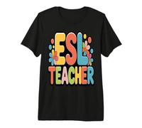 ESL Teacher Groovy Floral Retro Maglietta Premium
