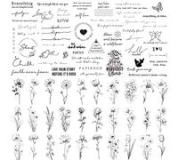 Esland Tatuaggi Temporanei Realistici - 60 Fogli Piccoli Tatuaggi Finti, 30 Pezzi Scritte Significative Parole Tatuaggi, 30 Pezzi Line Art Wild Flower Natura Adesivi per Tatuaggi per Donne e Uomini