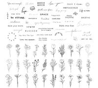 Esland Tatuaggi temporanei realistici 60 fogli piccoli tatuaggi rimovibili, 30 tatuaggi con parole ispiratrici, 30 adesivi per tatuaggi con foglie floreali botaniche