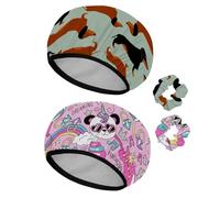 Eslifey 2 cuffie da doccia riutilizzabili con elastici per capelli, per donne, impermeabili, elastiche, per capelli lunghi, cane bassotto Wiener