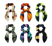 Eslifey 6 elastici per capelli con fiocco, elastici per capelli da coniglio, con motivo pallacanestro, con fiocco, elastici per capelli, corde per coda di cavallo, accessori per donne e ragazze