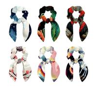 Eslifey 6 elastici per capelli con orecchie da coniglio, fiocco e fiocco, elastici per coda di cavallo, accessori da donna, motivo lucertola camaleonte