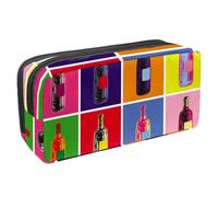 Eslifey Astuccio per matite, bottiglie di vino e bevande, colorato, stile pop art, grande capacità, astuccio per cancelleria e penne, Multicolore 1., 2.3x8.2x3.9in/6x21x10cm, Beauty Case