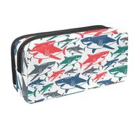 Eslifey Astuccio per matite, colorato motivo vita subacquea con squalo, grande capacità, astuccio per cancelleria e penne, Multicolore 1., 2.3x8.2x3.9in/6x21x10cm, Beauty Case