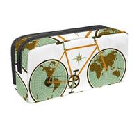 Eslifey Astuccio per matite, con scritta in inglese "Around the World on Bike", grande capacità, astuccio per cancelleria, Multicolore 1., 2.3x8.2x3.9in/6x21x10cm, Beauty Case