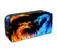 Eslifey Astuccio per matite, drago blu e rosso fuoco, grande capacità, astuccio per cancelleria e penne, Multicolore 1., 2.3x8.2x3.9in/6x21x10cm, Beauty Case