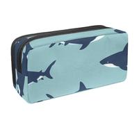 Eslifey Astuccio per matite, grande capacità, con motivo di squali bianchi e animali marini, Multicolore 1., 2.3x8.2x3.9in/6x21x10cm, Beauty Case