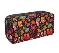 Eslifey Astuccio per matite, gufo, scoiattoli, lumache, noci, rosso, grande capacità, astuccio per cancelleria, portapenne, Multicolore 1., 2.3x8.2x3.9in/6x21x10cm, Beauty Case