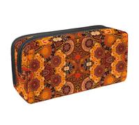 Eslifey Astuccio per matite, mandala in arancione, grande capacità, astuccio per cancelleria, portapenne, Multicolore 1., 2.3x8.2x3.9in/6x21x10cm, Beauty Case