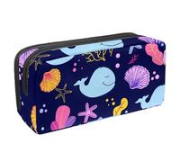 Eslifey Astuccio per matite, motivo balena Seachells, coralli marini e piante, grande capacità, astuccio per cancelleria, Multicolore 1., 2.3x8.2x3.9in/6x21x10cm, Beauty Case