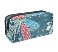Eslifey Astuccio per matite, pinoli, scoiattolo, elemento natalizio, grande capacità, astuccio per cancelleria e penne, Multicolore 1., 2.3x8.2x3.9in/6x21x10cm, Beauty Case