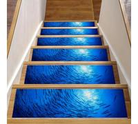 Eslifey Barracuda Fish - Set di 15 gradini per scale in legno, antiscivolo, 76,2 x 20,3 cm, per interni, per cani, bambini, anziani, con adesivo riutilizzabile