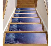 Eslifey Battistrada per scale in legno con cielo stellato galassia, confezione da 15, 76,2 x 20,3 cm, antiscivolo, per interni, per cani, bambini, anziani, con adesivo riutilizzabile