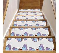 Eslifey Bellissimi gradini per scale in legno, motivo farfalle, confezione da 15 pezzi, 76,2 x 20,3 cm, antiscivolo, per interni, per cani, bambini, anziani, con adesivo riutilizzabile