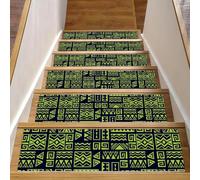 Eslifey Bohemia Green Boho - Gradini in legno per scale, confezione da 15, 76,2 x 20,3 cm, antiscivolo, per interni, per cani, bambini, anziani, con adesivo riutilizzabile