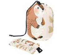 Eslifey Borsa cosmetica con coulisse, a forma di botte, borsa da viaggio portatile, scoiattolo carino e uccello nella foresta, borsa da toilette multifunzionale impermeabile di grande capacità,