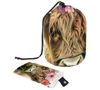 Eslifey Borsa cosmetica con coulisse, borsa portatile a forma di barile, borsa da toeletta multifunzionale impermeabile con fiori di grande capacità, Multicolore, 9.9x6.9in/25.2x17.6cm
