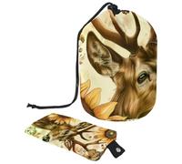 Eslifey Borsa cosmetica con coulisse, borsa portatile a forma di barile, borsa da toilette multifunzionale impermeabile con cervo farfalla girasoli grande capacità, Multicolore, 9.9x6.9in/25.2x17.6cm