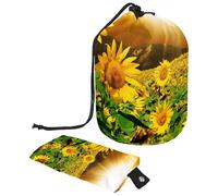Eslifey Borsa cosmetica con coulisse, borsa portatile a forma di barile, borsa da toilette multifunzionale impermeabile con motivo di draghi cinesi e peonie, Multicolore 8., 9.9x6.9in/25.2x17.6cm