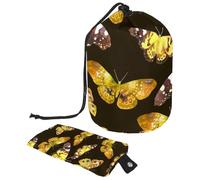 Eslifey Borsa cosmetica con coulisse, borsa portatile a forma di barile, borsa da toilette multifunzionale impermeabile con motivo di draghi cinesi e peonie, Multicolore 7, 9.9x6.9in/25.2x17.6cm