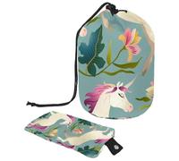 Eslifey Borsa cosmetica con coulisse, borsa portatile a forma di barile, borsa da toilette multifunzionale impermeabile con motivo di draghi cinesi e peonie, Multicolore 2., 9.9x6.9in/25.2x17.6cm