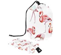 Eslifey Borsa cosmetica con coulisse,Borse da viaggio portatili a forma di barile,Borsa da toilette multifunzionale impermeabile con fenicotteri di grande capacità, Multicolore, 9.9x6.9in/25.2x17.6cm