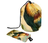 Eslifey Borsa cosmetica con coulisse, borse portatili a forma di barile, borsa da toilette multifunzionale impermeabile multifunzionale impermeabile di grande capacità del gallo di arte del girasole,