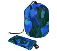 Eslifey Borsa cosmetica con coulisse, borse portatili a forma di barilotto di trucco di viaggio, iris blu di notte borsa da toilette multifunzionale impermeabile del secchio di grande capacità,