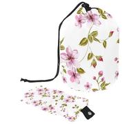 Eslifey Borsa cosmetica con coulisse, borse portatili a forma di barilotto di trucco di viaggio, piccoli fiori lascia la borsa multifunzionale impermeabile dell'attrezzatura da toilette del secchio,
