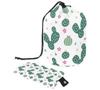 Eslifey Borsa cosmetica con coulisse, borse portatili a forma di barilotto di trucco di viaggio, piccoli fiori lascia la borsa multifunzionale impermeabile dell'attrezzatura da toilette del secchio,
