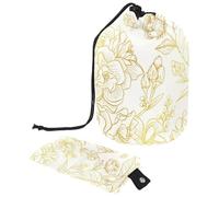 Eslifey Borsa cosmetica con coulisse, borse portatili a forma di barilotto di trucco di viaggio, piccoli fiori lascia la borsa multifunzionale impermeabile dell'attrezzatura da toilette del secchio,