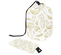 Eslifey Borsa cosmetica con coulisse, borse portatili a forma di barilotto di trucco di viaggio, piccoli fiori lascia la borsa multifunzionale impermeabile dell'attrezzatura da toilette del secchio,