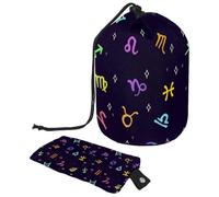 Eslifey Borsa cosmetica con coulisse, borse portatili a forma di barilotto di trucco di viaggio, piccoli fiori lascia la borsa multifunzionale impermeabile dell'attrezzatura da toilette del secchio,