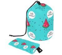 Eslifey Borsa da viaggio per cosmetici, borsa per il trucco, borsa multifunzionale per articoli da toeletta con tasca portaoggetti rotonda, con parole di mare, delfino, tartaruga marina, pesce,